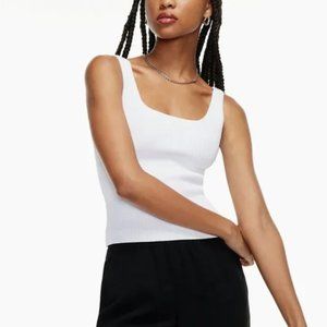 Aritzia Babaton Sculpt Knit Squareneck Tank in White